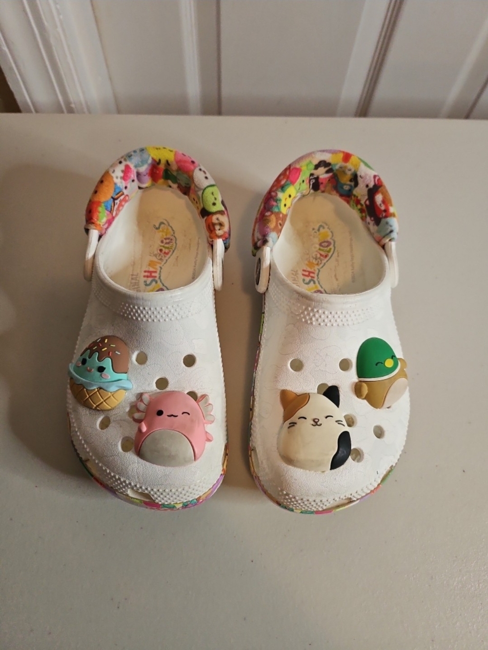 Squishmallow x Crocs Cute White Clogs Kids Girls Size 13